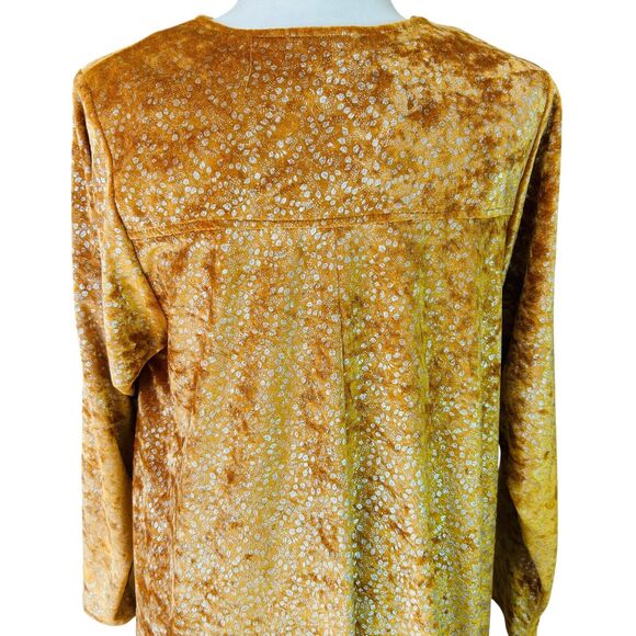 70s Velvet Maxi Mumu Dress David‎ Brown I Magnin Kaftan XS Gold Glam Loungewear - Picture 7 of 16